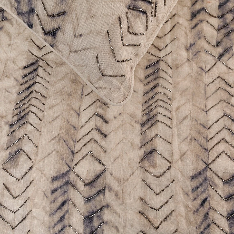 装饰特大号床跑步者灰色、领带和染料串珠棉-领带染雪佛兰 — 第 3/3 张图片