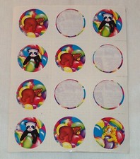 Vintage Lisa Frank TEDDY BEARS CAT Sticker Sheet with 8 stickers - S106