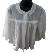 TAGGED SHADOWLINE VINTAGE NYLON EMBROIDERED LACE TRIMMED WOMAN'S PAJAMA TOP
