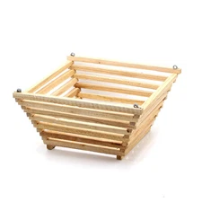 Wood orchid basket - hanging wooden planter plant holder - pyramid 10"    