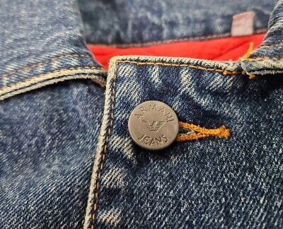 Vintage Armani Jeans Denim Jacket Coat Quilt Lined Parka Vintage Armani Jeans Denim Jacket Coat Quilt Lined Parka