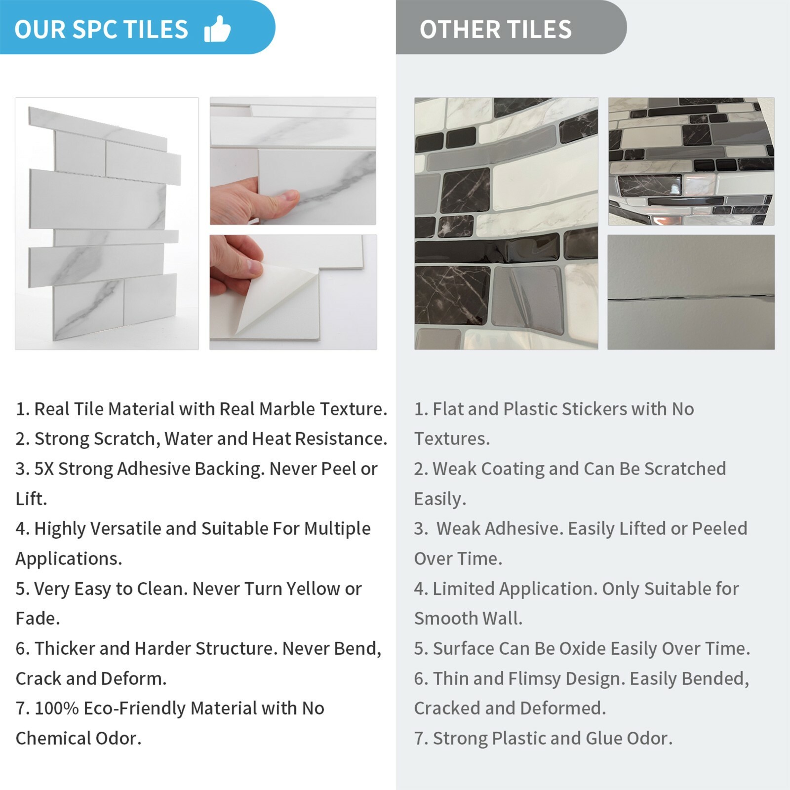 5 Sheets 11"x11" Marble Peel and Stick Backsplash Tile For Kitchen Bathroom