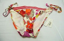 Trina Turk Side Tie Swimsuit Bikini Bottom Floral Multicolor Pink Size 6 NWT