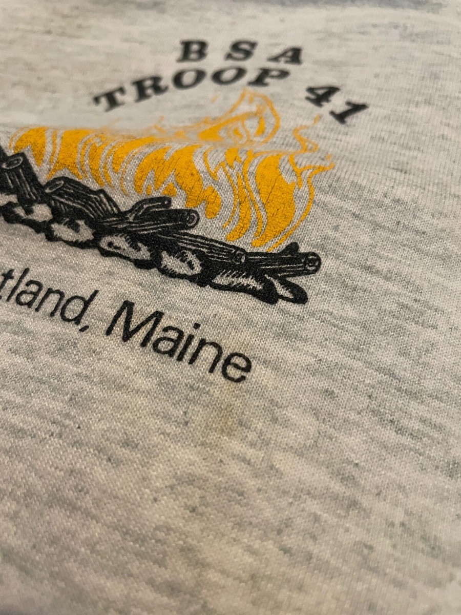 VTG 90s Screen Stars T-Shirt XL USA Gray Single Stitch Camp Fire