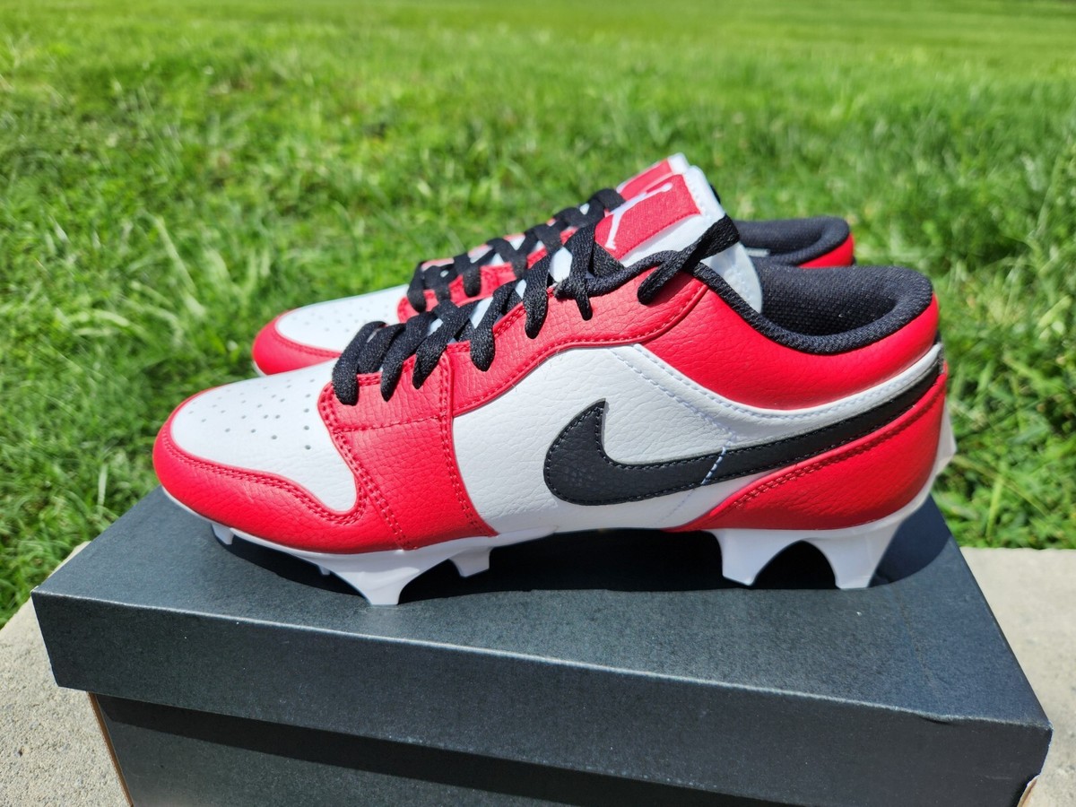 Nike Air Jordan 1 Low Football Cleats Men's Black White Red Nike Air Jordan 1 Low Football Cleats Men's Black White Red