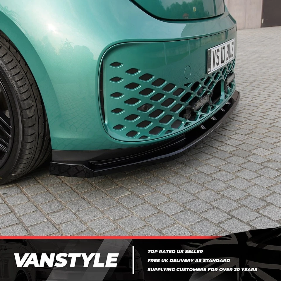 FOR VW ID BUZZ 2022- SPORTY FRONT LOWER SPOILER SPLITTER GLOSS BLACK TYPE 2