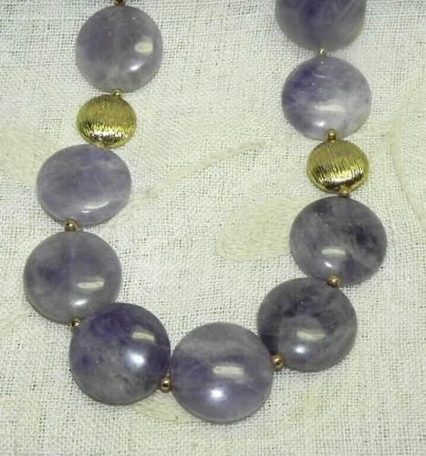 Vintage Stauer Lusso Amethyst Purple Stone Gold Tone Necklace Free Shipping - Picture 2 of 4
