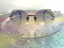 Sunbrella Retro 70's Reading Glasses 3.25 Large Rimless Gold - FRAMES ONLY 