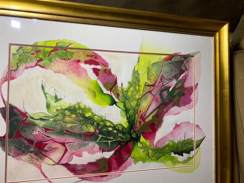 Pintura em aquarela Mary Lou O'Brien "Espírito de Natal" - Assinada e emoldurada - Imagem 3 de 4