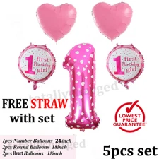 5pcs 1st Birthday Baby Shower Foil Helium Balloon Set Party Decoration Set UK