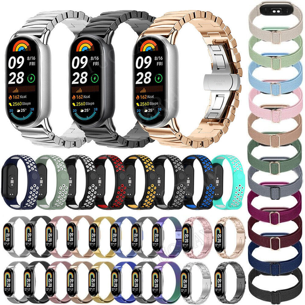 kwmobile elastisch bandje voor smartwatch - Compatibel met Xiaomi Mi Band 10 / Mi Band 9/8 - Horlogebandje van katoen - In geel