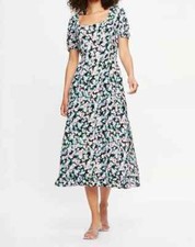 EX DOROTHY PERKINS LADIES FLORAL SHIRRED WAIST MIDI DRESS NEW (ref 300) SALE