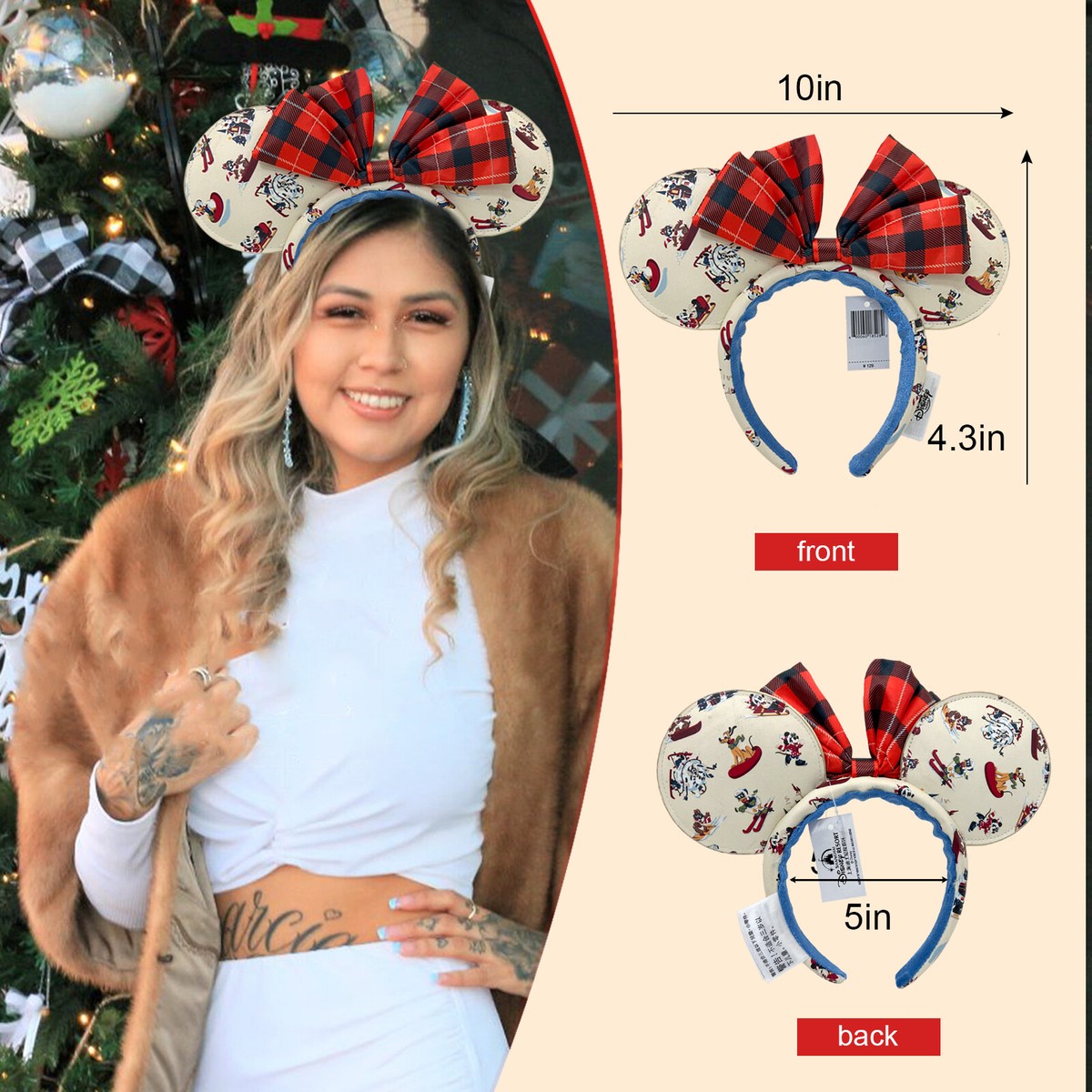Disney Parks Limited Edition Christmas Minnie Mouse Ears Headband Lodge Snow Two Holiday Ear Headbands Arrive at Walt Disney World - WDW  main image 2