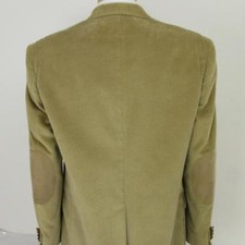 43 L 44 Lands End Beige Corduroy Leather Elbows Mens Jacket Sport Coat Blazer