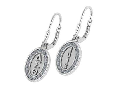 Delta Sigma Theta Oval and 1913 Silver Earring - (E009)