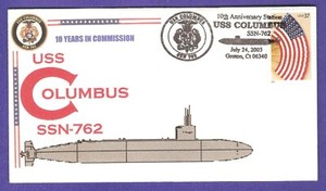 GREYTCOVERS NAVAL COVER USS COLUMBUS SSN-762 10TH ANNIVERSARY OF COMMISSIONING