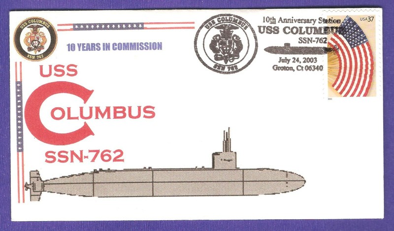 GREYTCOVERS NAVAL COVER USS COLUMBUS SSN-762 10TH ANNIVERSARY OF COMMISSIONING