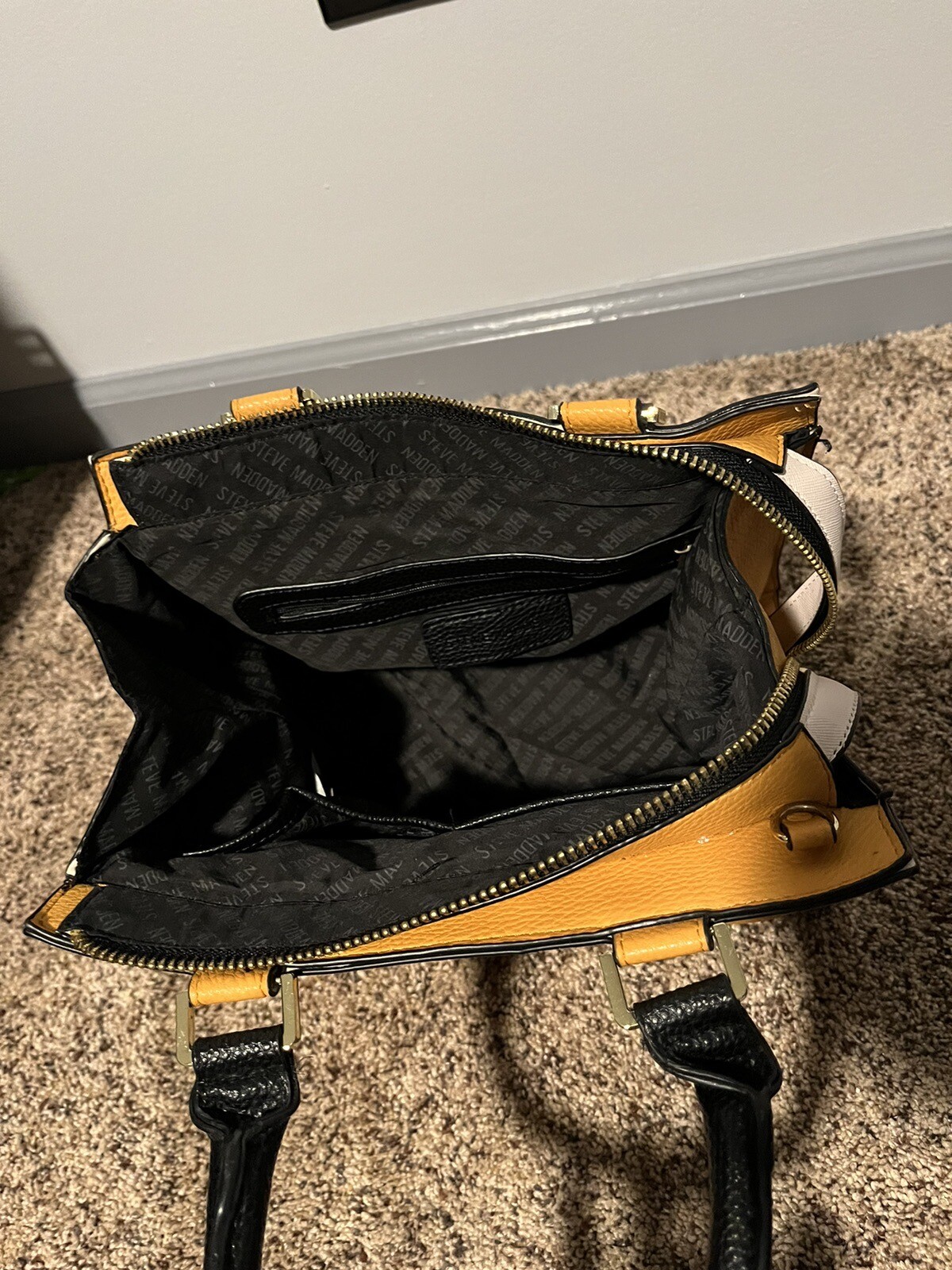 Steve Madden Mustard Yellow Satchel Crossbody Shoulder Bag Purse Vegan