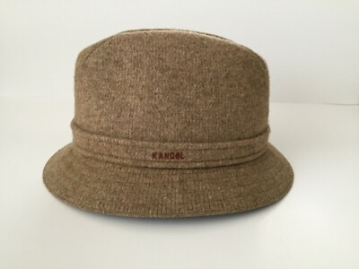 Mens Classic Kangol Wool Player Trilby Fedora with band Camel Sz M Mint 