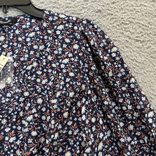Madewell Shirt Womens Small Blue Harvest Vine Floral Silk Peplum Cottagecore Top - Picture 12 of 15