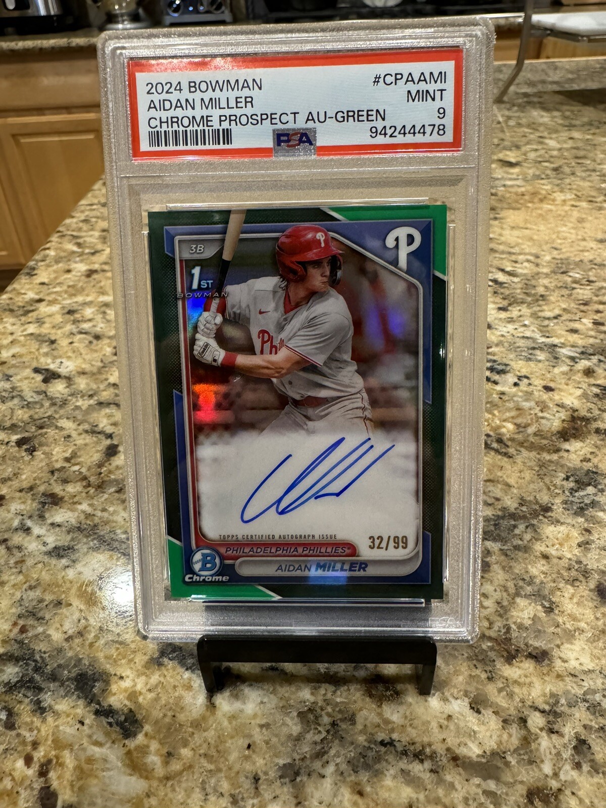 🔥Aidan Miller 2024 Bowman Chrome 1st True Green Auto /99 - Phillies 🔥🔥