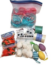 Easter Craft Kit With Mini Carrots Pom-Poms Eggs Chunky Glitter Tulle Ribbon C