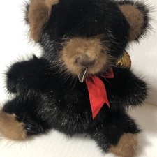 Rare Bear 3rd Generation Plush Genuine Mink Teddy Black Vintage 1982 TAGS /38j
