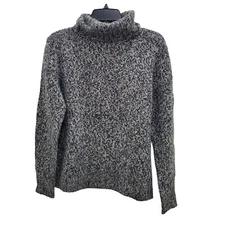 The Limited Women's Charcoal Gray Marbled Lambswool Angora Tunnel Neck Sweater M