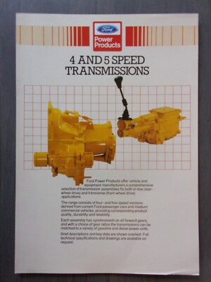 FORD 4 & 5 Speed Transmissions orig 1985 UK Mkt Technical Leaflet Brochure