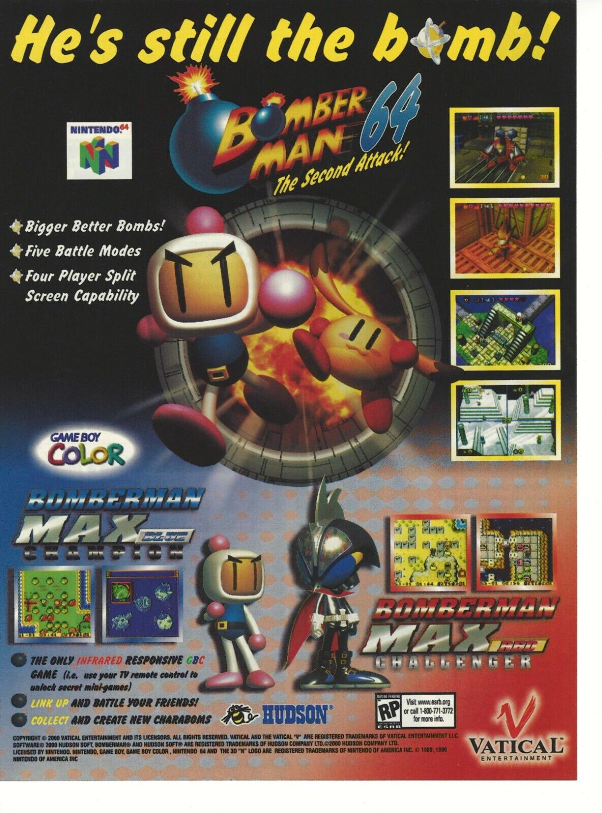 Bomberman 64: The Second Attack Print Ad/Poster Art N64