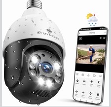 SYMYNELEC Light Bulb Security Camera Outdoor Waterproof 2.5K 2.4GHz Wireless Wif