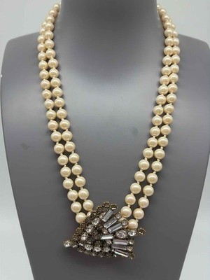 Gebrauchte J Crew Halskette mit Anhänger Gold und Kunstperlen mit Schmucksteinen