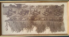 Framed Pre-Columbian Embroidered Textile Peru Chancay or Chimu Circa 1000-1470
