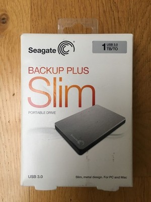 1TB Externe Festplatte Seagate Backup Plus Slim STDR1000201 USB 3.0 Mac Silber
