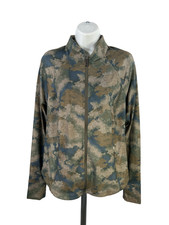Athleta Women's Green/Blue Camoflauge Salutation Zip Up Long Sleeve Jacket - L