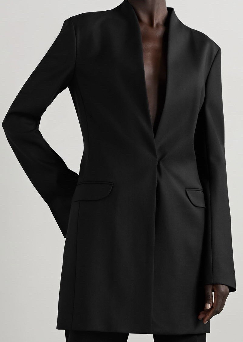 FILA Giacca blazer THE ROW 'Marisol' lana elasticizzata senza colletto nero 2 US $2950+ NUOVO