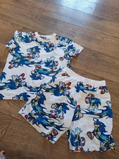 Next Boys Sonic The Hedgehog Pyjamas Age 8 Short Sleeve PJ Set (B387)