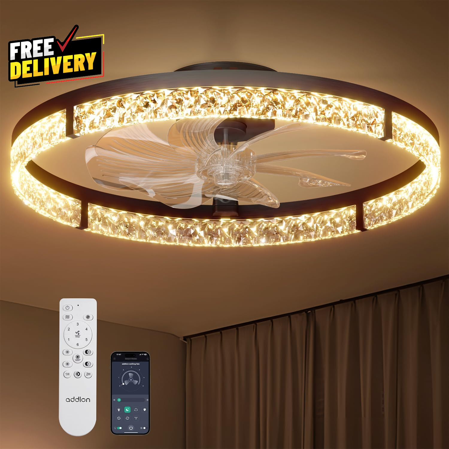 Ceiling Fans with Lights and Remote 24 Low Profile Flush Mount Ceiling Fan....