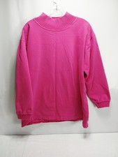 Vtg LL Bean Ladies HOT PINK Pullover Longsleeve Sweatshirt = USA made