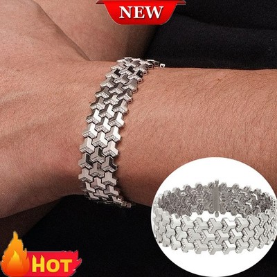 Sterling Silver Men Bracelet Third Floor Triangle Chain Stainless Steel Bracelet