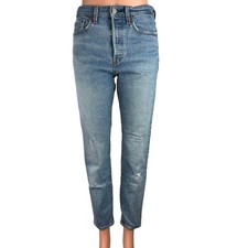 Levi's Blue High Rise Tapered Leg Medium Wash Stretch Crop Ankle Denim Jeans 27