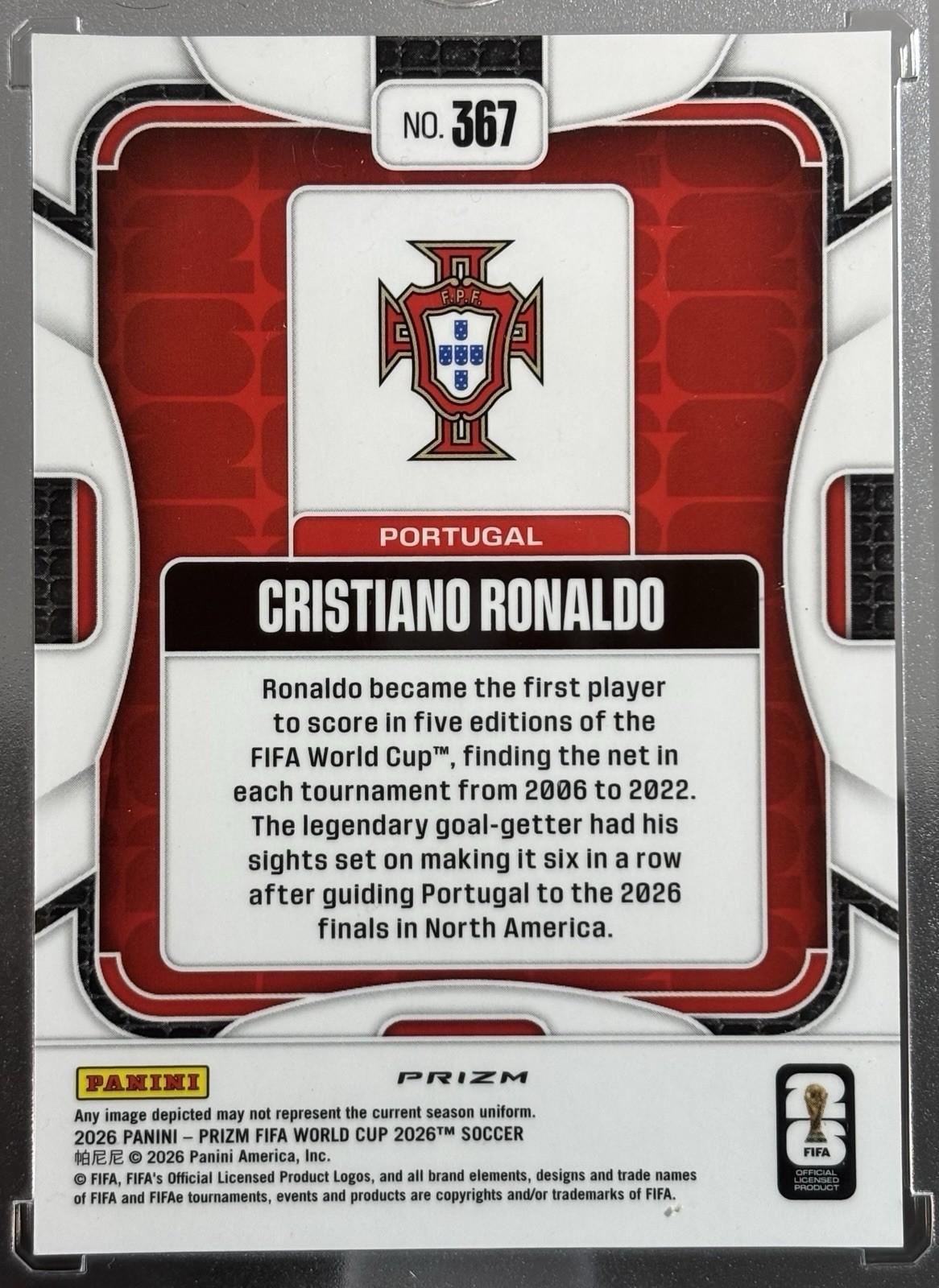 2026 Panini Prizm FIFA World Cup Cristiano Ronaldo Silver Prizm #367 Portugal view 2