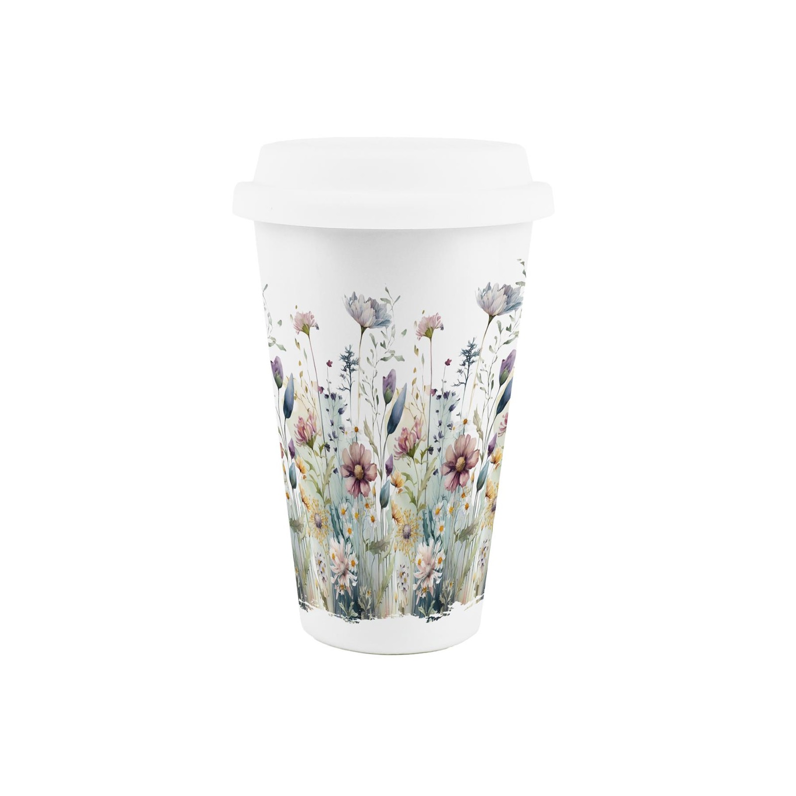 Soft Wildflowers Ceramic Travel Mug - Floral Drinkware Gifts for Her