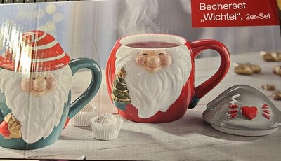 Becherset Wichtel 2er Set,jeder Becher hat einen Deckel