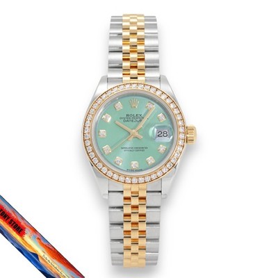 Rolex Datejust 28 279383RBR Mint Green Dial Ladies Watch Excellent Condition