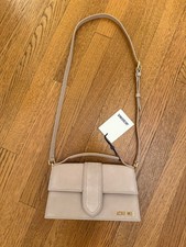 Jacquemus Le Grand Bambino Leather Crossbody Bag Beige Suede NWT