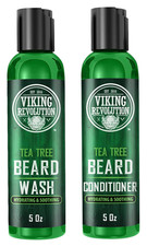 Tea Tree Beard Wash and Conditioner Set for Men - Natural Beard Softener with Ar