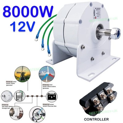 8000W Permanent Magnet Generator 12V 3 Phase Gearless Alternator Synchronous US