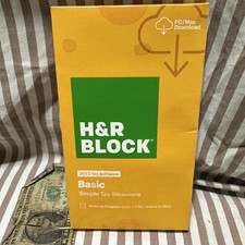 2022 H R Block Tax Software Basic Sealed Download key Card PC MAC turbotax HR