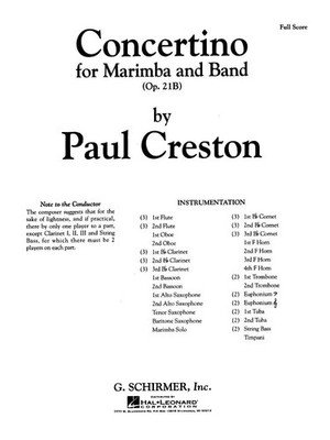 Paul Creston | Concertino Marimba Op21b Score (1986) | Partitur | G. Schirmer